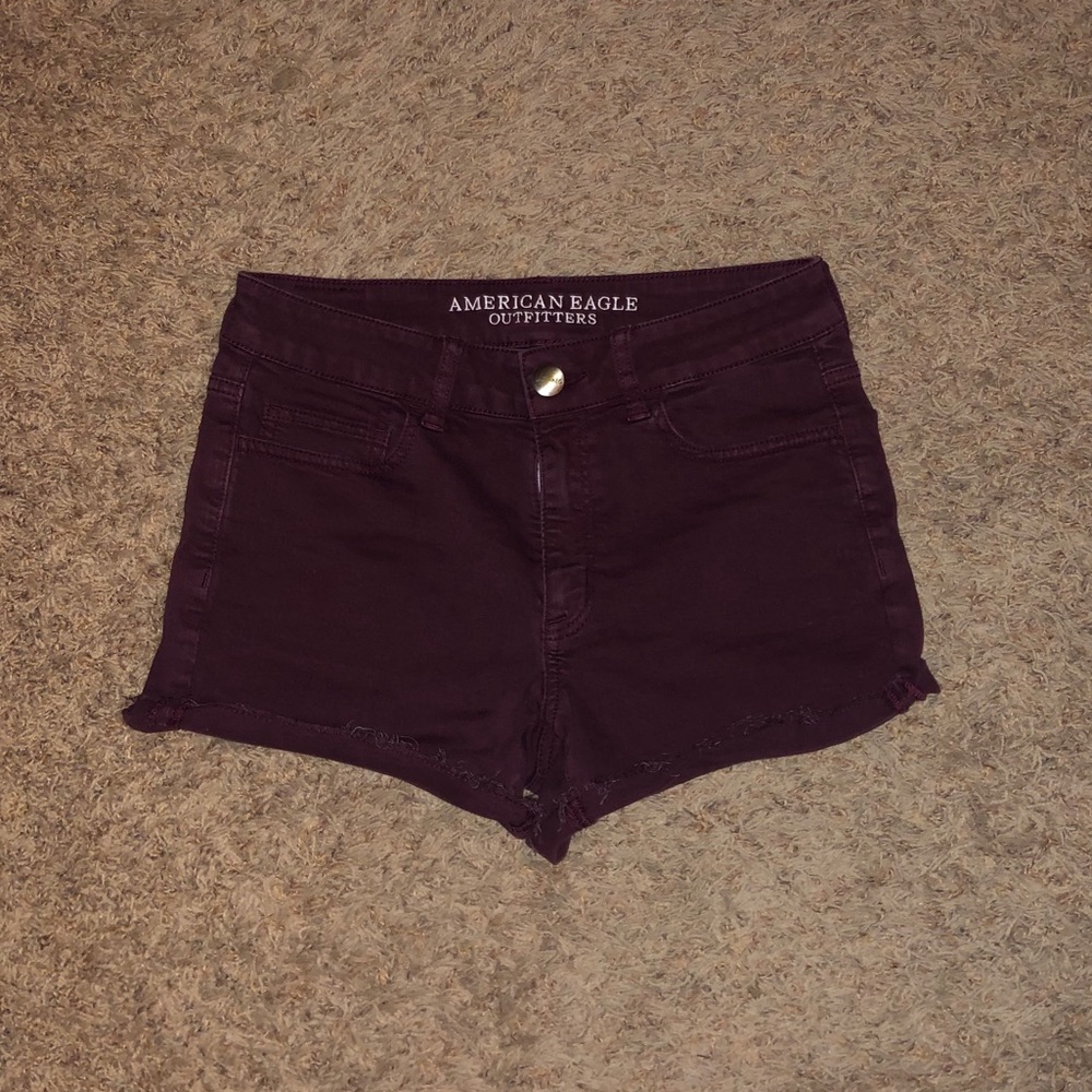 High-Rise Burgundy Shorts